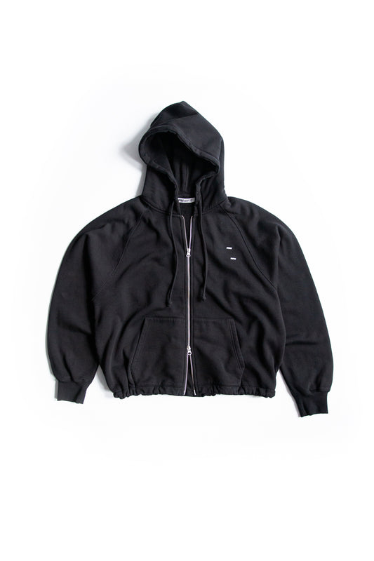 Cropped 2 way zip hoodie