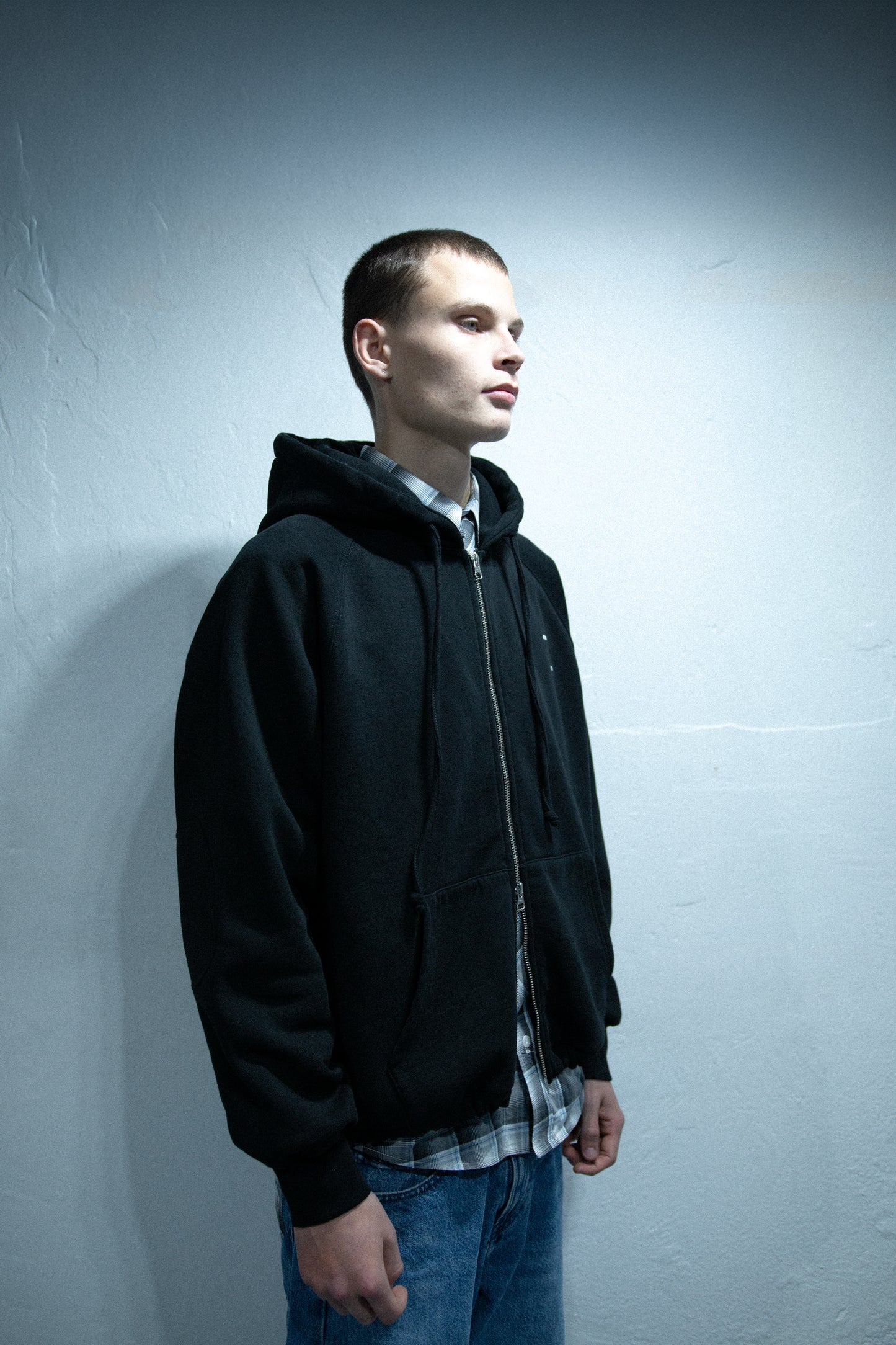 Cropped 2 way zip hoodie